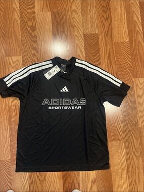 adidas Black Men's Sportswear Tee with White Three-Stripes
